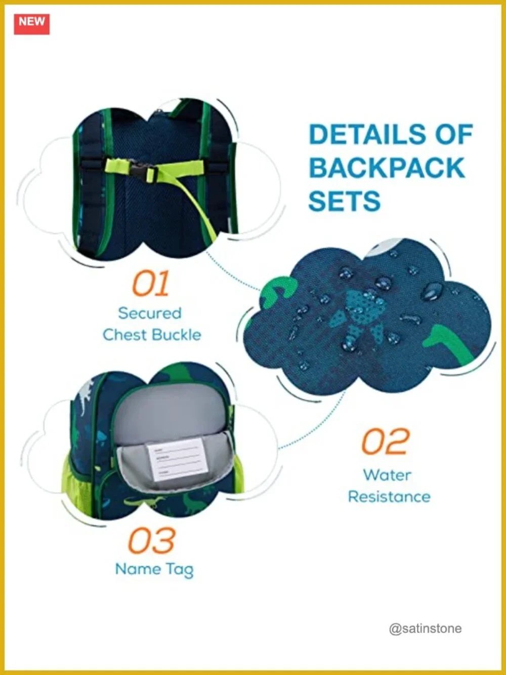 Kids Backpack Set with Lunch Box and Pencil Case for School